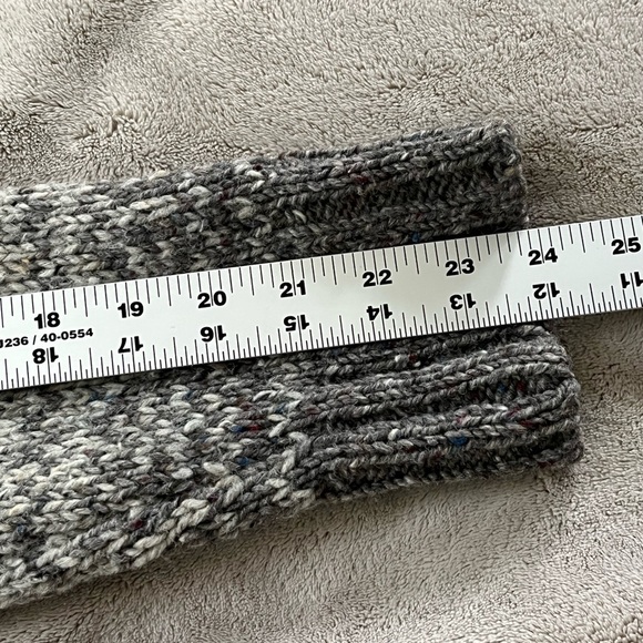 Inis Crafts 100% Wool Irish Knit Hooded Zipper Sweater Grey Tweed Women M - Picture 15 of 16